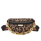 Women's Fashionable Chest Bag Large Capacity Crossbody Bag Zipper Pocket Women's Shoulder Bag Leopard Print Waist Bag