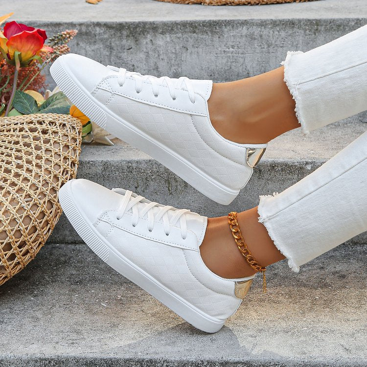 Women's Sneakers Plus Size Front Lace-up Casual Sports White Shoes - Acquisti Online