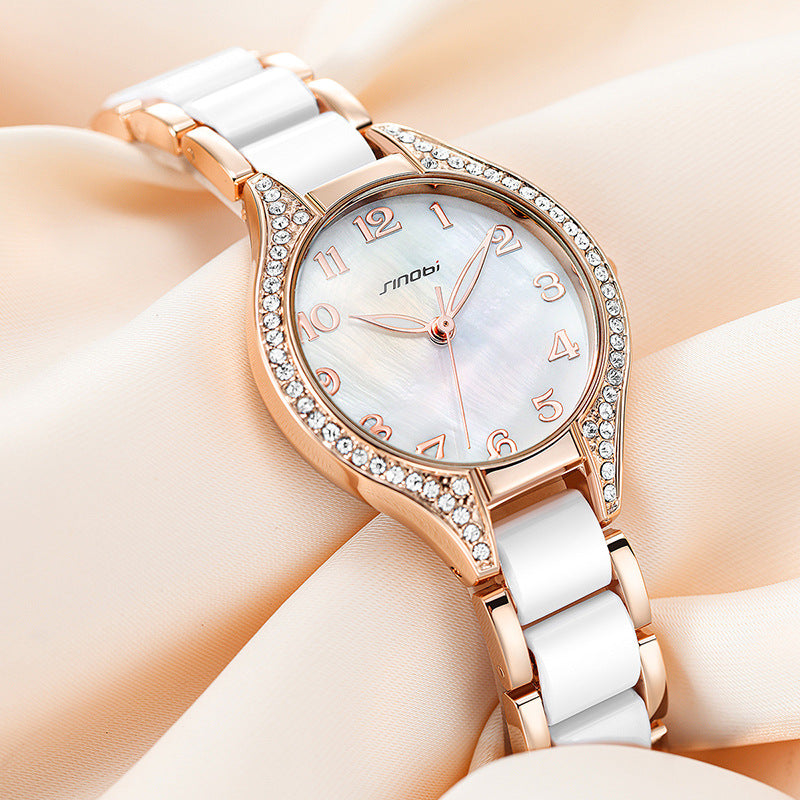 SINOBI Dames Analoge Quartz Horloges Rhinstone Crafted Dames Mode Waterdicht Quartz Dames Luxe Polshorloge