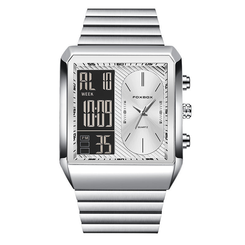 Foxbox Man Classic Stylish Watch Automatic Quartz Movement Steel Band Waterproof Men's Watch - Acquisti Online