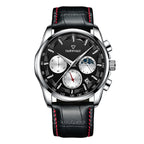 Mark Fairwhale Fashion Watch Three Eyes Timing Multi-Fuction Quartz Watches For Men Moonphase Wristwatch