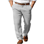 Men's Fashionable Casual Pants Linen Straight Pure Color Comfort Breathable Pants Stylish Men's Fashion Casual Pants - Acquisti Online