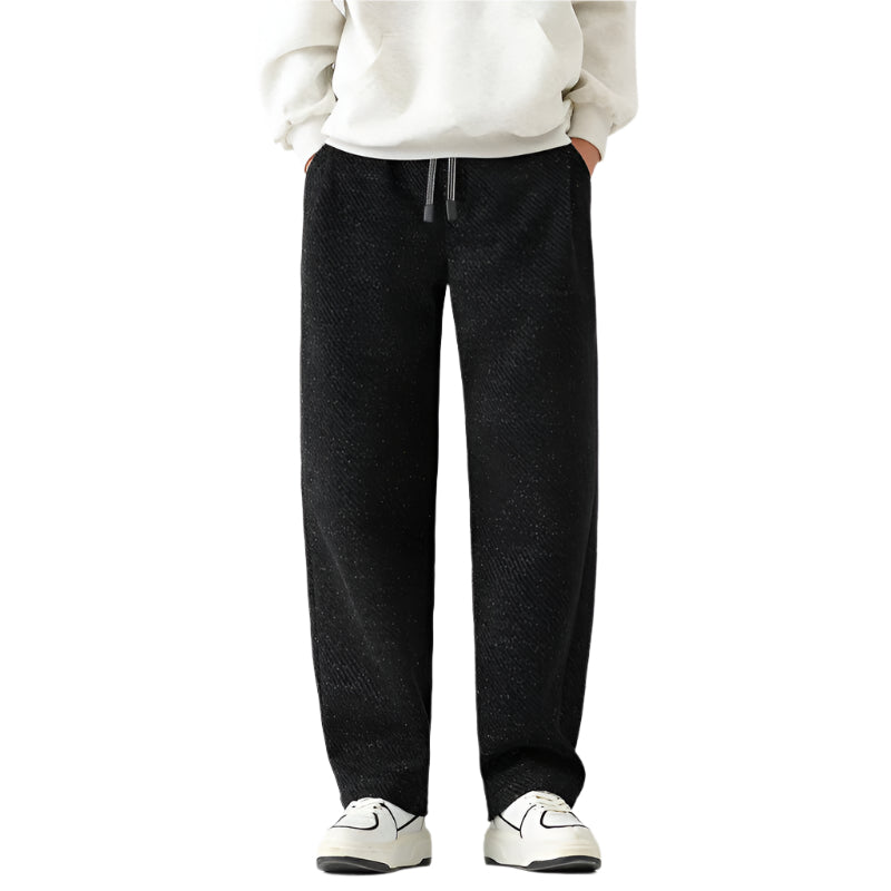Heren zakelijke casual formele broek effen kleur polyestervezel losse wijde broek zilveren zijden heren casual joggingbroek