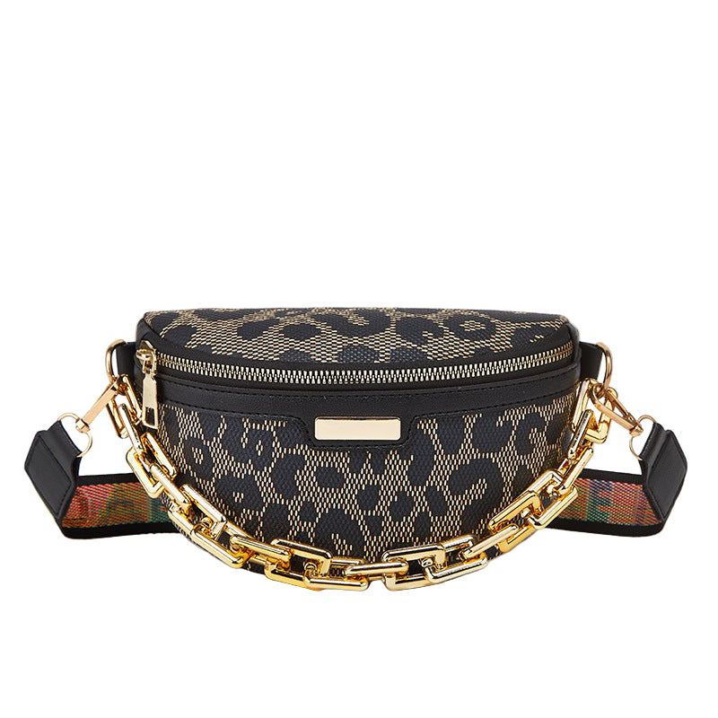 Women's Fashionable Chest Bag Large Capacity Crossbody Bag Zipper Pocket Women's Shoulder Bag Leopard Print Waist Bag