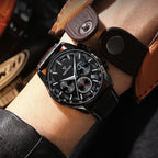 Mark Fairwhale Fashion Watch Three Eyes Timing Multi-Fuction Quartz Watches For Men Moonphase Wristwatch