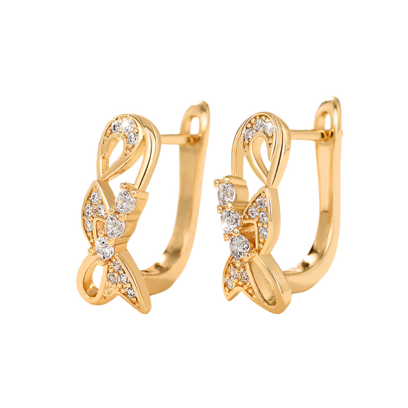 Micro Inlaid Zircon Flower Twist Small Light Luxury Ear Clip