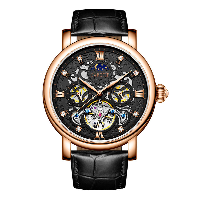 Brand Carotif Men's  Luminous Leather Watch - Acquisti Online