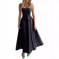 Dames vierkante kraag lage kraag mouwloze lange jurk modieuze elegante stijl mouwloze dames lange jurk
