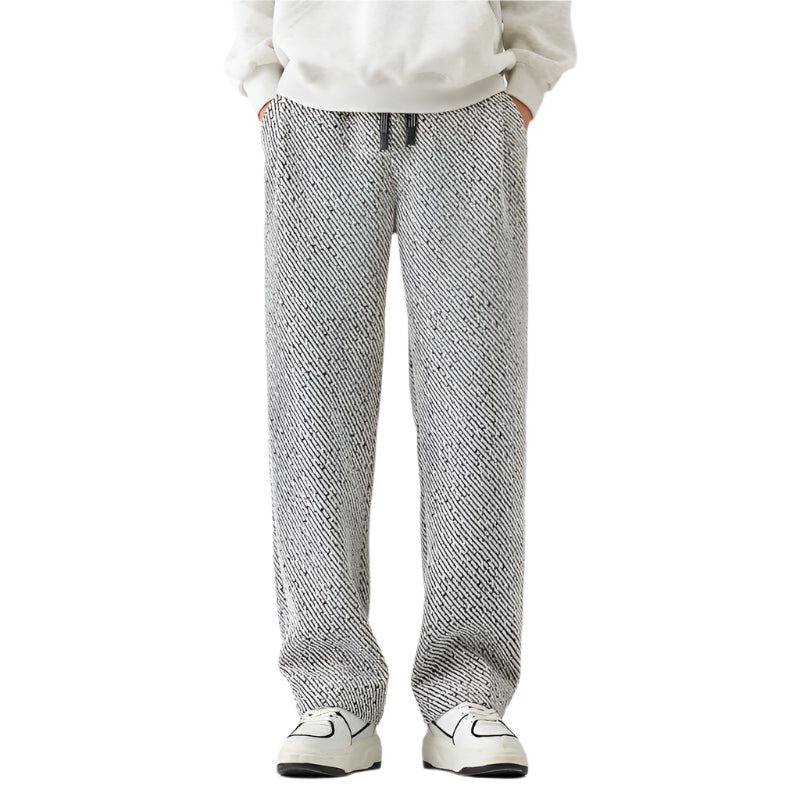 Heren zakelijke casual formele broek effen kleur polyestervezel losse wijde broek zilveren zijden heren casual joggingbroek