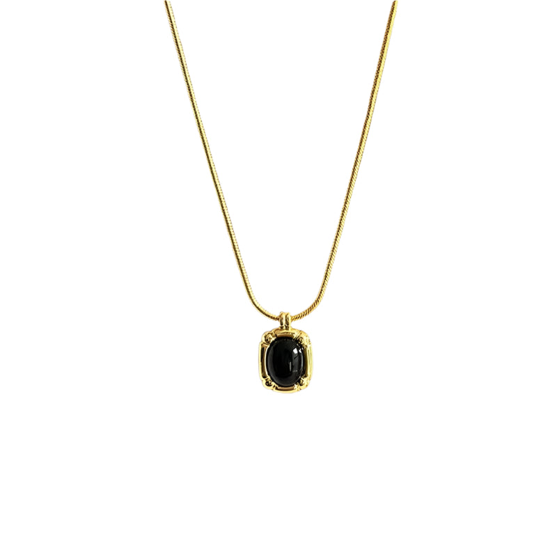 Gold Black Onyx Necklace Twin Accessories