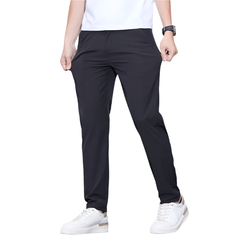 Heren modieuze zakelijke casual formele broek effen kleur ijs zijde casual broek Heren dunne slime fit formele casual broek