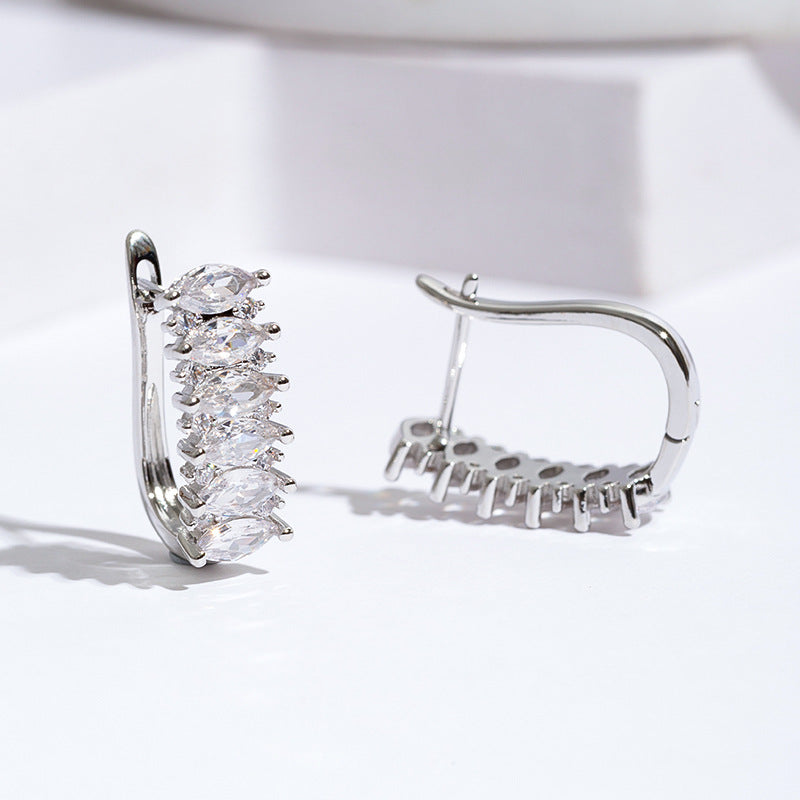 U-shaped Horse Eye Zircon Gang Drill Women's Earrings