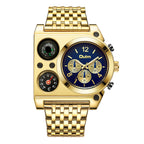OULM Luxury Military Men Watches Compass Temperature Display Movement Watch Three Times Large Dial Quartz Business Wristwatch Luminous Men's Watch
