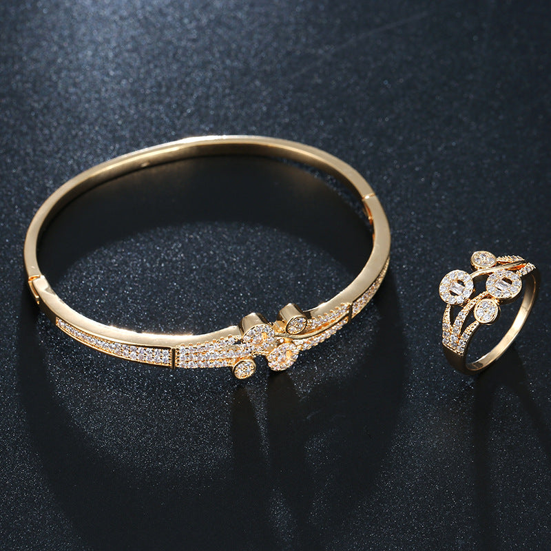 Women's Zircon Open Buckle Copper Bracelet