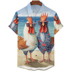 Zomer plus size heren casual mode 3D digitaal geprint overhemd met korte mouwen