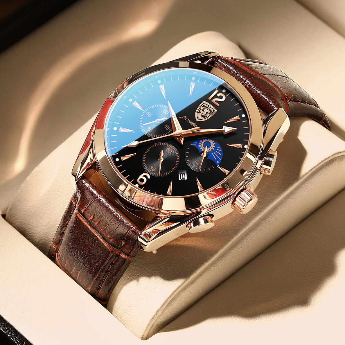 POEDAGAR 829 Mens Quartz Watch Leather / Stainless Steel Strap Life Waterproof 12 Hour Clock Analog Wristwatch Fashion Watches Waterproof Luminous Men's Watch - Acquisti Online