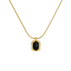 Gold Black Onyx Necklace Twin Accessories