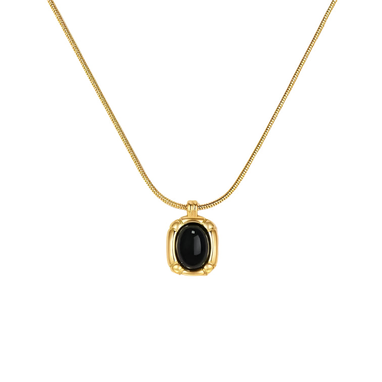 Gold Black Onyx Necklace Twin Accessories