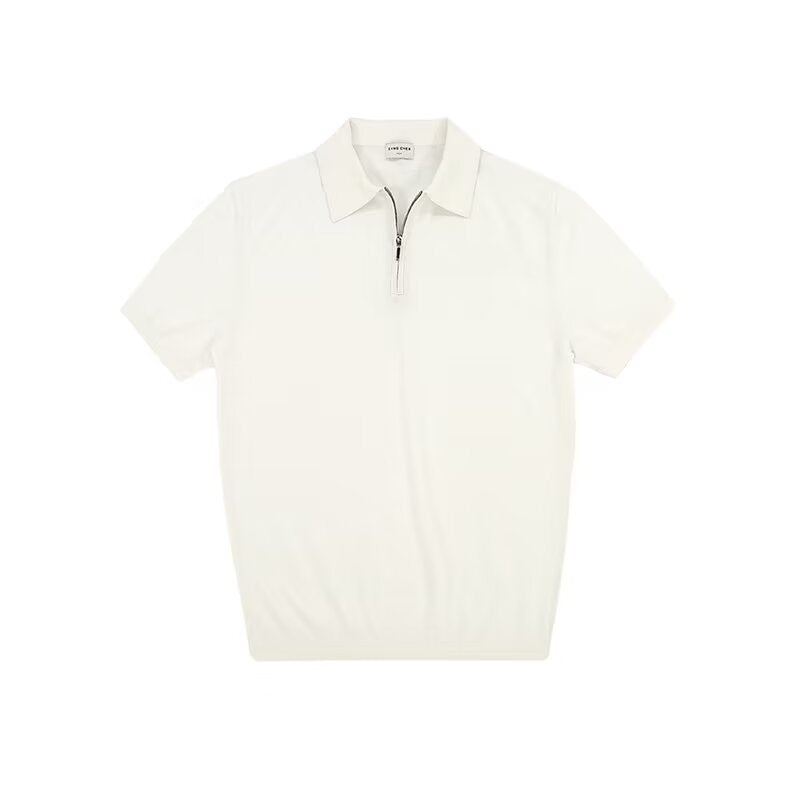 Light  Zipper Polo Shirt Lapel Short Sleeve - Acquisti Online