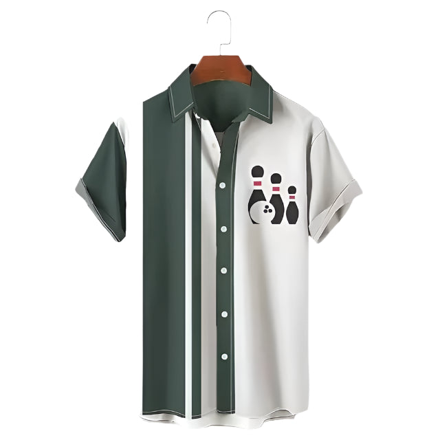 Men's Shirt Fashionable Casual Solid Color Loose Polyester Fiber Shirt Bowling 3d Digital Printing Men's Casual Shirt