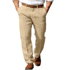 Men's Fashionable Casual Pants Linen Straight Pure Color Comfort Breathable Pants Stylish Men's Fashion Casual Pants - Acquisti Online