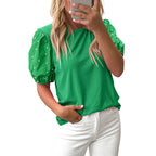 Zomer Nieuwe Effen Kleur Ronde Hals Pullover Eenvoudige Dames