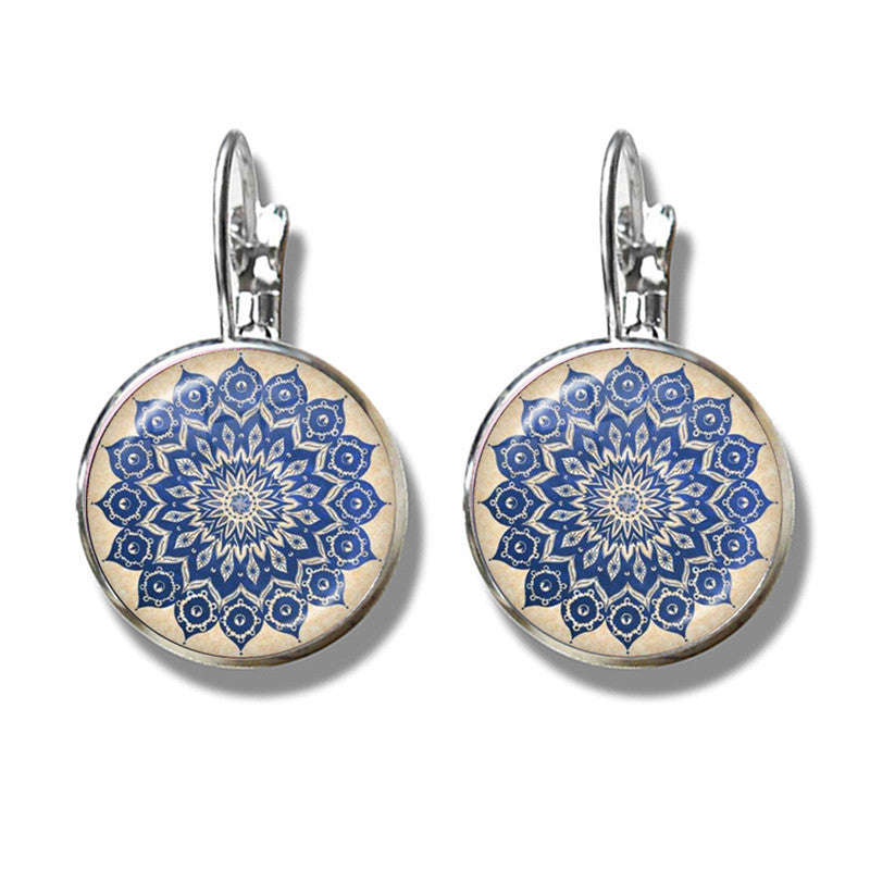 Mandala Art Picture Earrings Crystal Yoga Earrings
