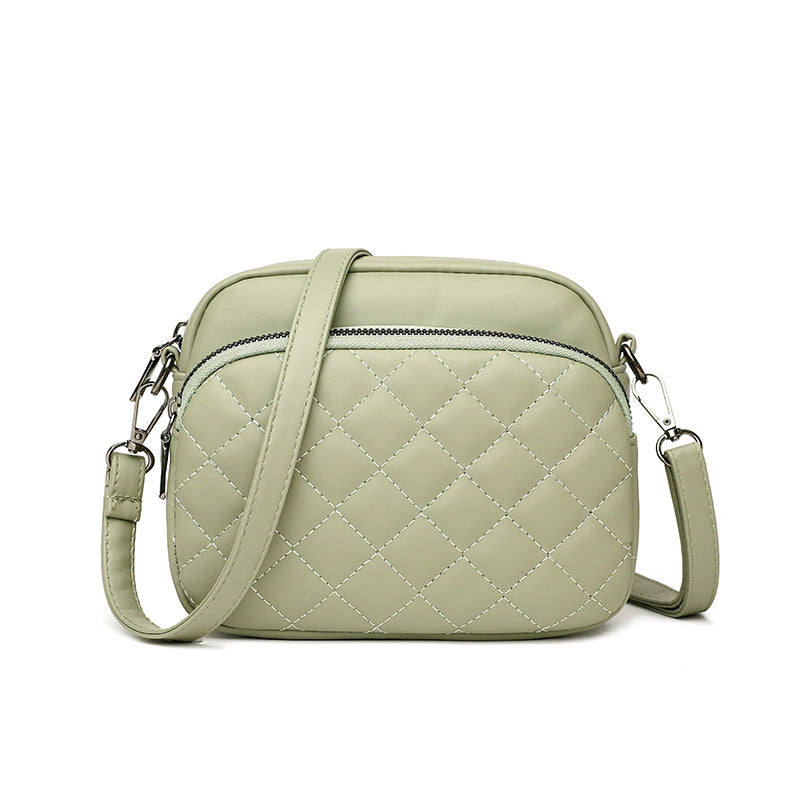 Modieuze dames crossbodytas met meerdere ritsvakken, zacht leer, grote capaciteit, Rhombus dames schoudertas