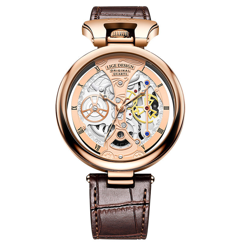 LIGE Creative Quartz Watches Fashion Casual Waterproof Auto Date Leather Men Watch Luxury Watch for Men - Acquisti Online