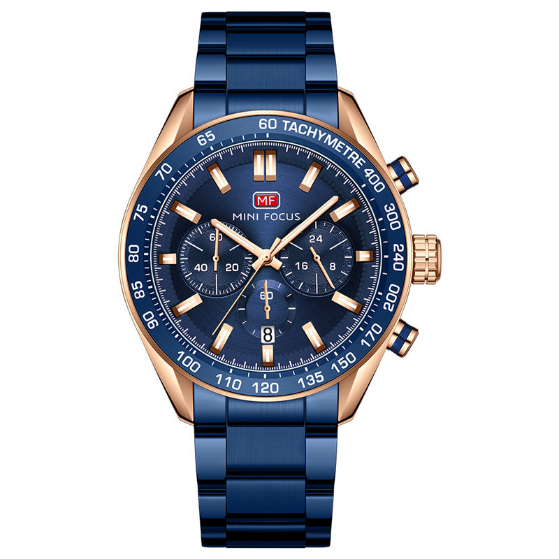 Mini Focus New Luxury Men's Analog Quartz Stainless Steel Waterproof Luminous Classic Men's Watch