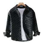 Geborsteld, dik, casual, los overhemdjack met lange mouwen voor heren