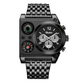 OULM Luxury Military Men Watches Compass Temperature Display Movement Watch Three Times Large Dial Quartz Business Wristwatch Luminous Men's Watch