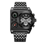 OULM Luxury Military Men Watches Compass Temperature Display Movement Watch Three Times Large Dial Quartz Business Wristwatch Luminous Men's Watch