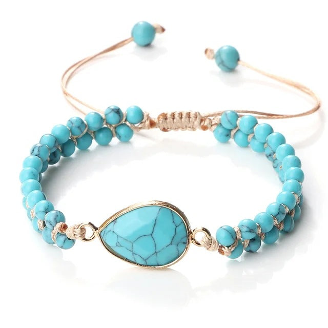 Handgeweven 4MM natuurlijke blauwe turquoise kralen onregelmatige armband