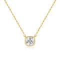 Luxe damesketting van 925 sterling zilver met witte zirkonia, vierkante zirkonia solitaire ketting