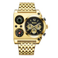 OULM Man Luxury Military Gold Color Steel Band Sports Watch