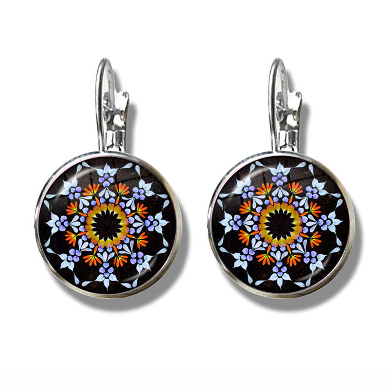 Mandala Art Picture Earrings Crystal Yoga Earrings