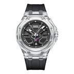 FAIRWHALE Men's Watch Fashion Transparent Case Design Luminous Calendar Waterproof Quartz Watch for Men