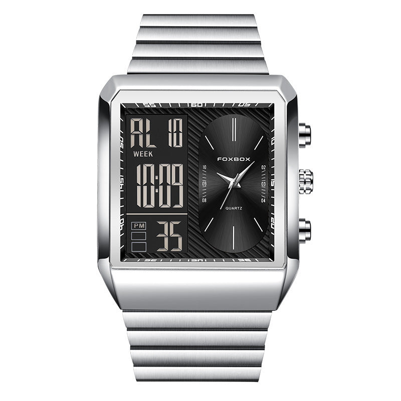 Foxbox Man Classic Stylish Watch Automatic Quartz Movement Steel Band Waterproof Men's Watch - Acquisti Online