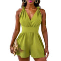 Modieuze korte jurk voor dames, mouwloze jumpsuit voor dames, kruisvormige jumpsuit voor dames, korte jurk voor dames