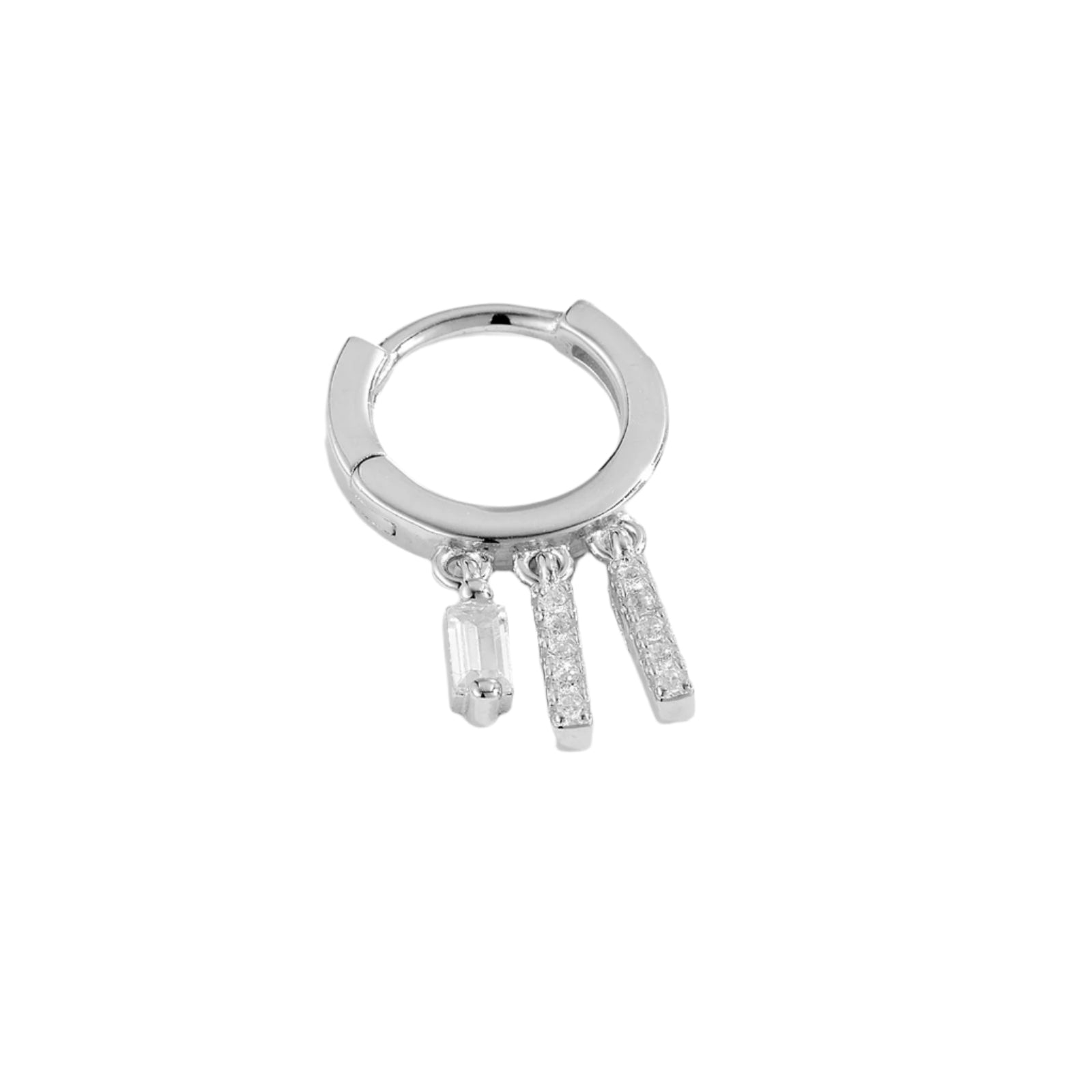 S925 Pure Square Zircon Pendant Ear Ring-shaped Earrings For Women