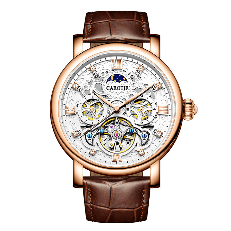 Brand Carotif Men's  Luminous Leather Watch - Acquisti Online