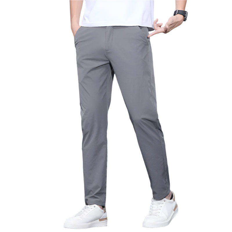 Heren modieuze zakelijke casual formele broek effen kleur ijs zijde casual broek Heren dunne slime fit formele casual broek