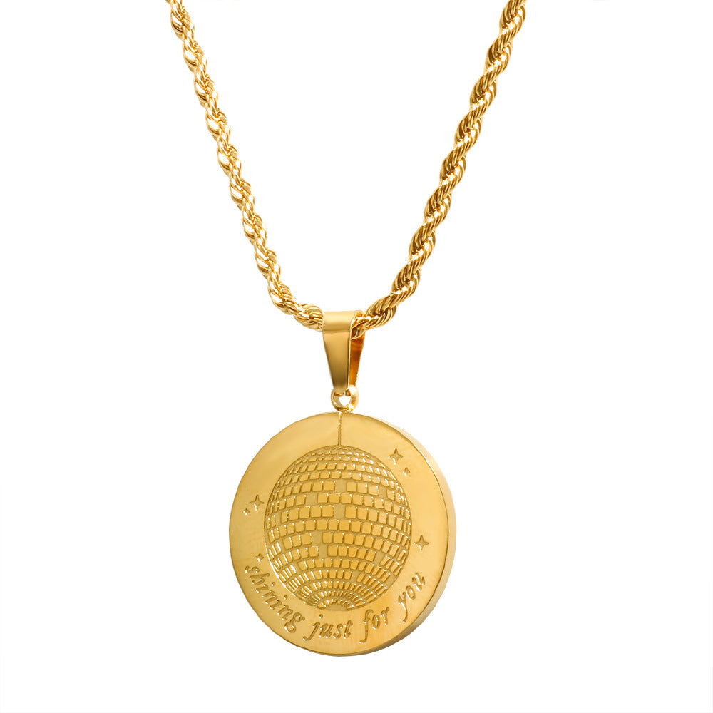 Round Pendant Stainless Steel Necklace For Women