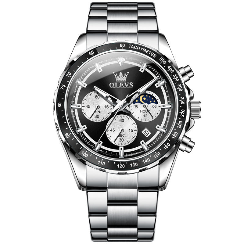 Orologio da uomo Olevs 2945, cronografo luminoso con fasi lunari, marchio di lusso, orologio da uomo alla moda, serie subacquea