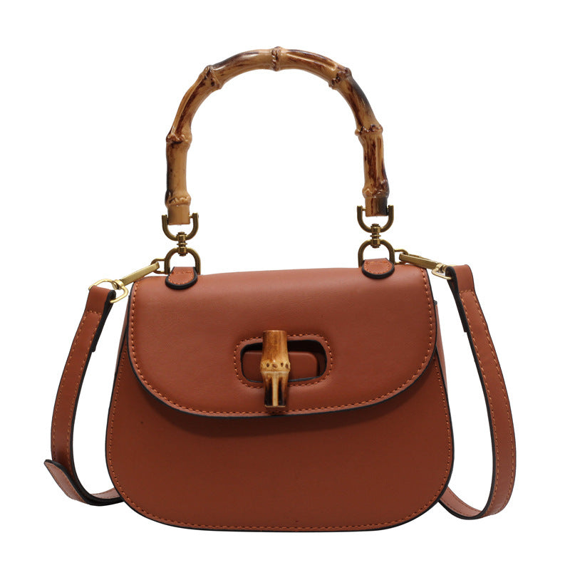 Luxe schoudertas voor dames Originele leren crossbody draagbare bamboe tas Grote capaciteit dames schoudertas