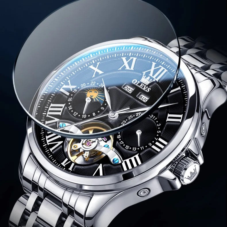 OLEVS Man Automatic Mechanical Flywheel Waterproof Wristwatch - Acquisti Online