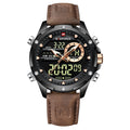 NAVIFORCE Men's Seiko Movement Quartz Watches Chronograph Casual Luminous Leather Strap Men's Quartz Wrist Watch
