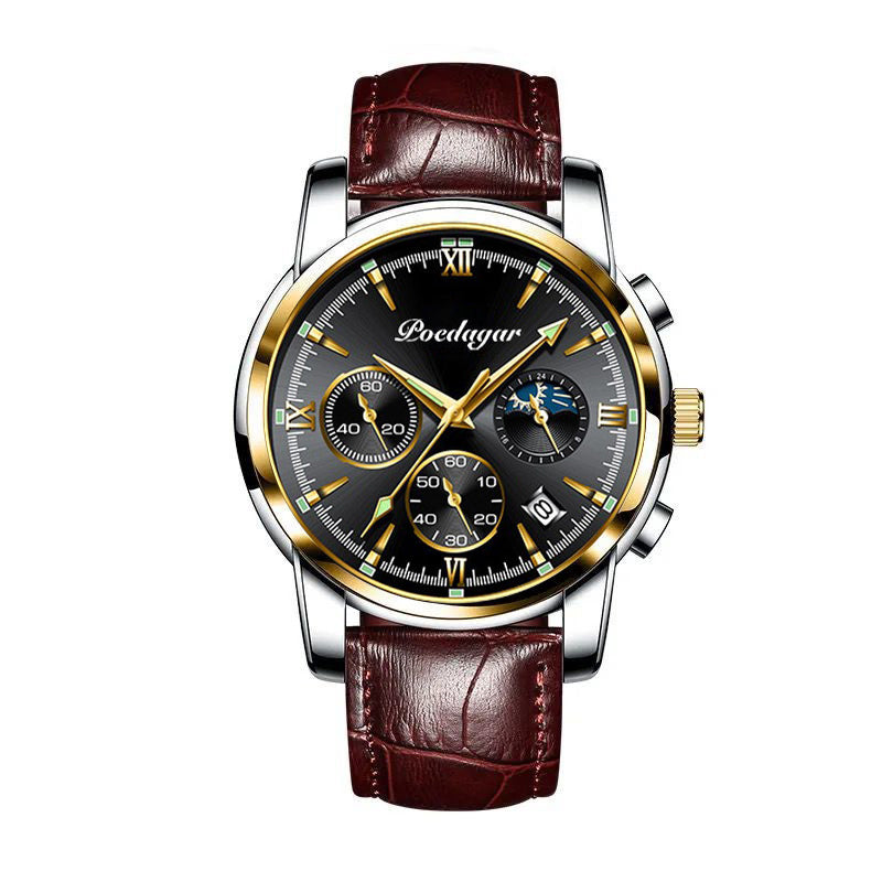 POEDAGAR Luxury Men Casual Watch Waterproof Chronograph Luminous Wristwatches Stainless Steel Men's Quartz Watch