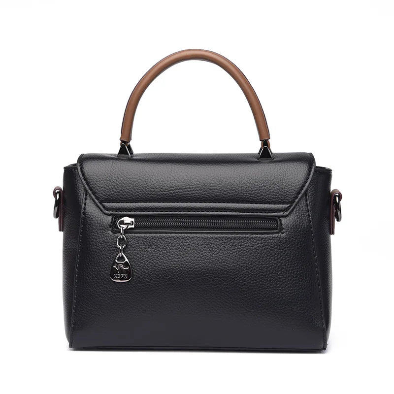 Women's Luxury Handbah Original Leather Multi Zipper Pocket Shoulder Bag Large Capacity Stylish Women's Crossbody Bag